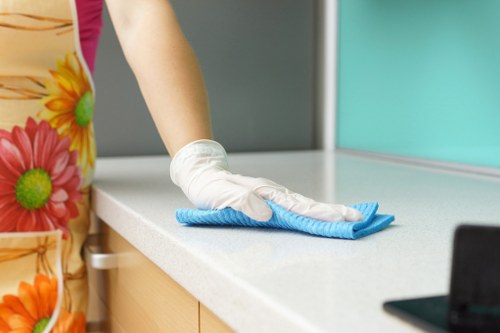 Staff assessing carpet cleaning risks before work