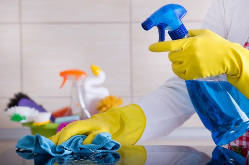 Protective gloves and safety equipment used by carpet cleaners